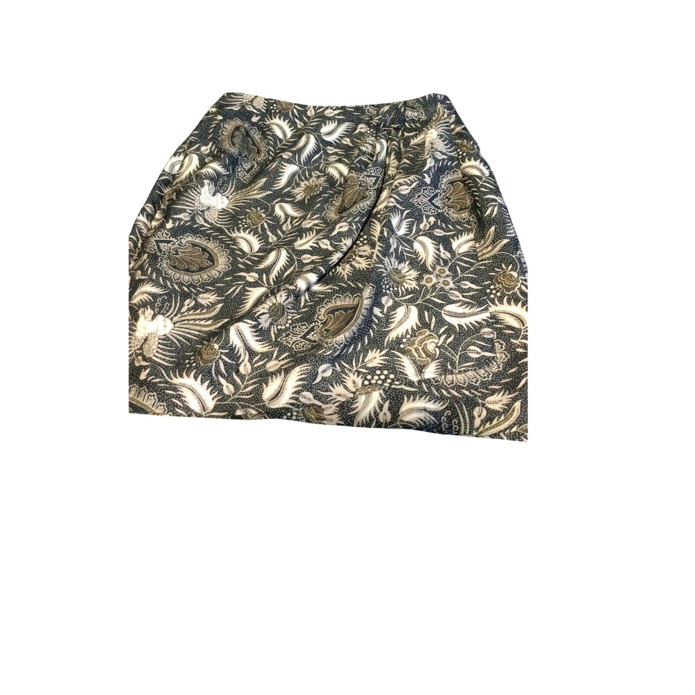 Finity Black & Beige Floral Silk Skirt - Size 10 - Women's‎